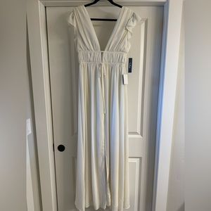 Lulu’s I’m All Yours Cream Ruffled Maxi Dress NWT